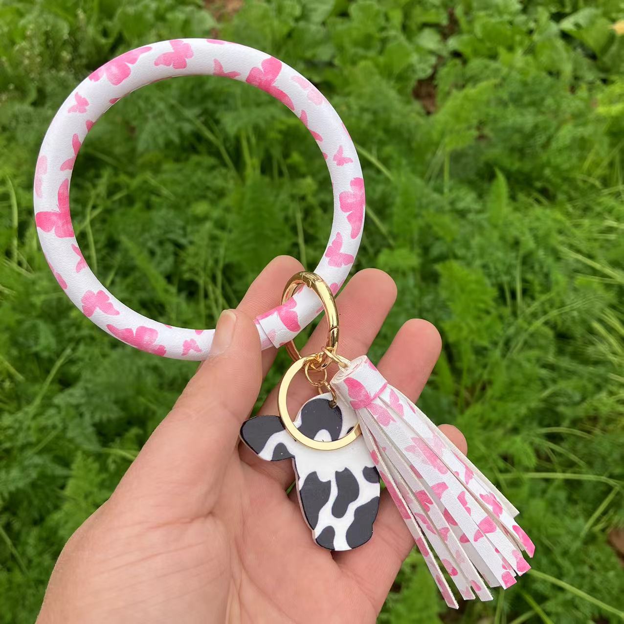 WholesalePU Leather Tassel Bracelet Keychain